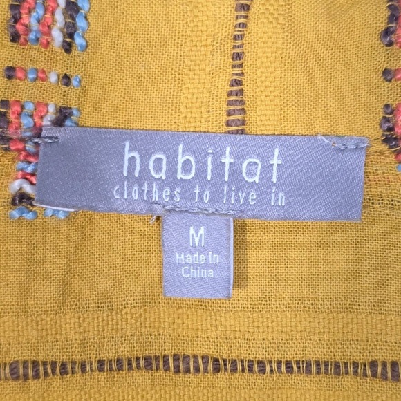 Habitat Clothes Top Womens Medium Yellow Button Up Long Sleeve Geometric - Picture 5 of 14